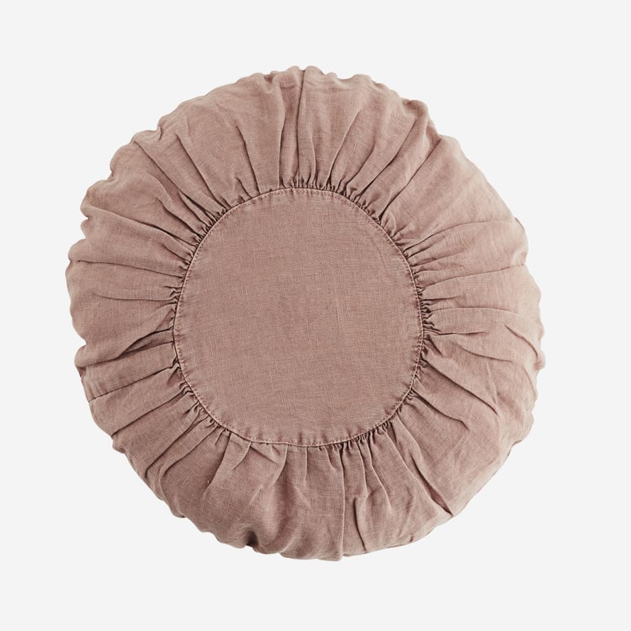 Madam Stoltz Small Round Unfilled Linen Cushion