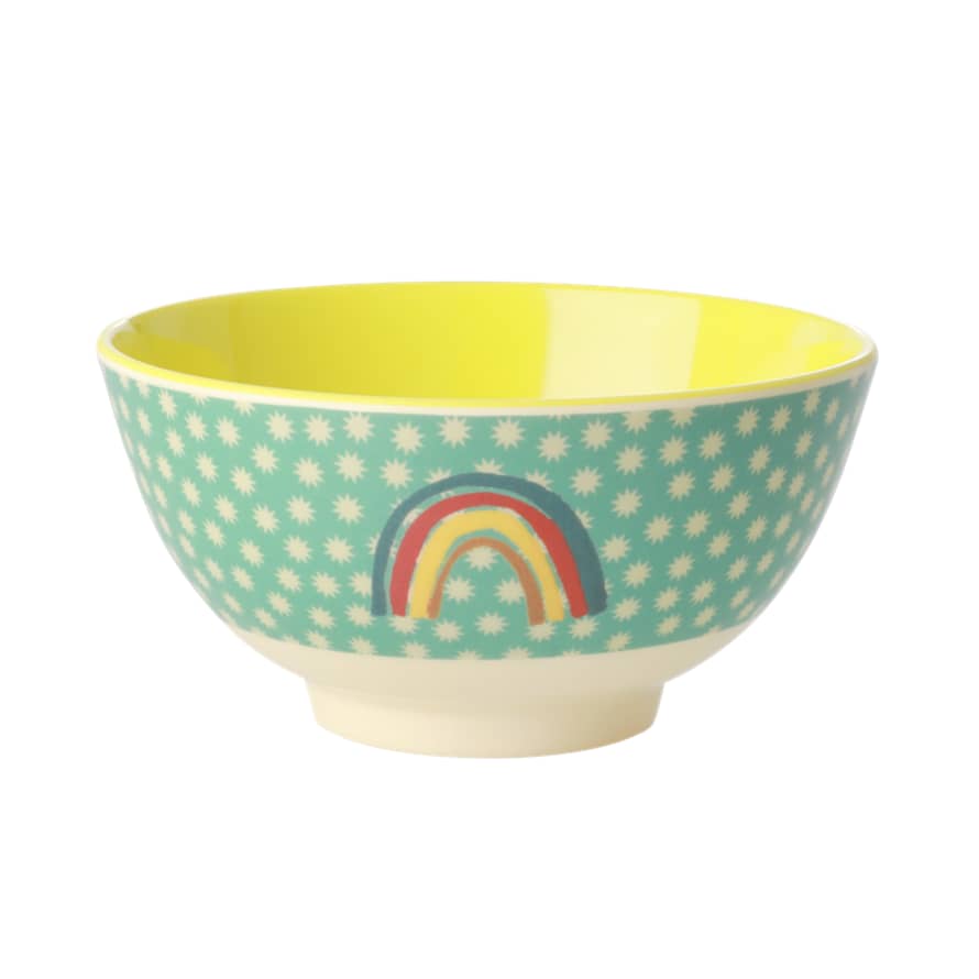 rice Set of 2 Medium Melamine Rainbow and Stars Print Bowl