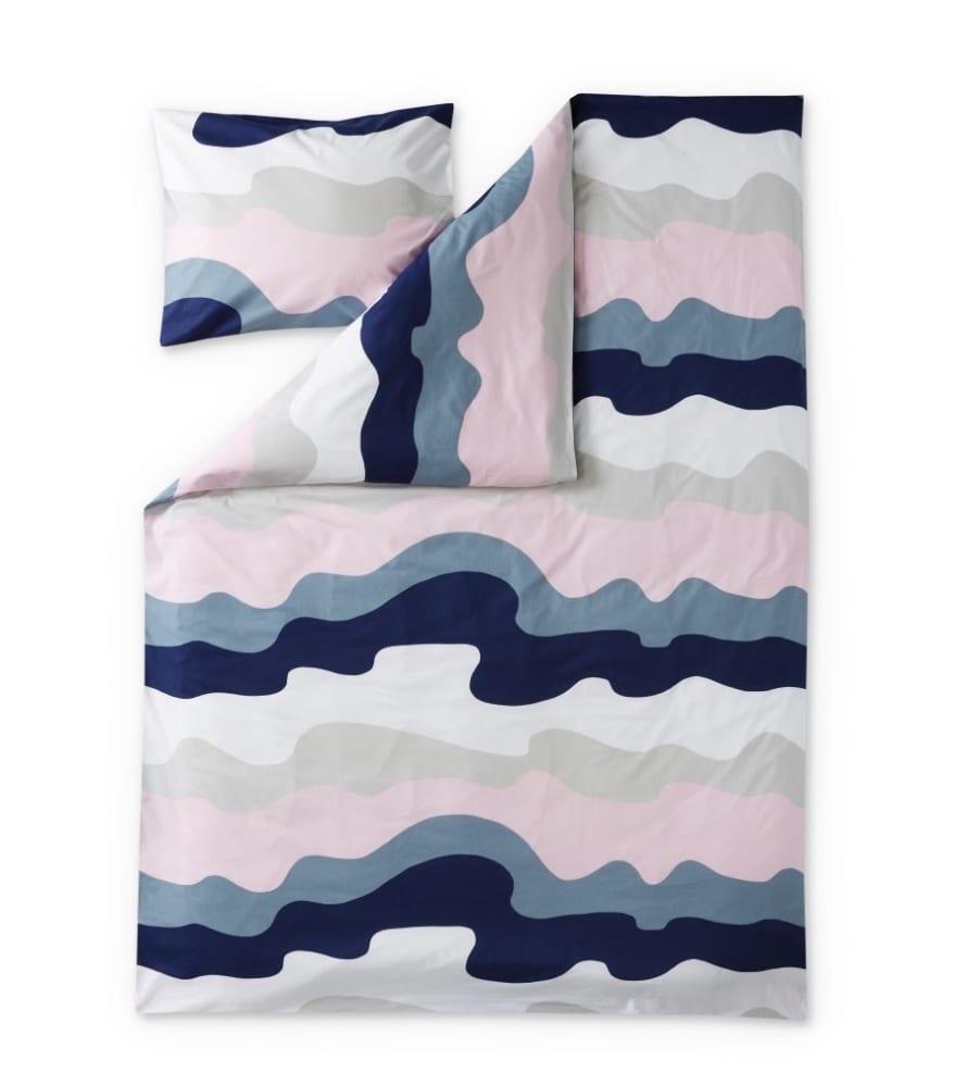 Finlayson Pink/Blue Retro Patterned Aalto Duvet Cover