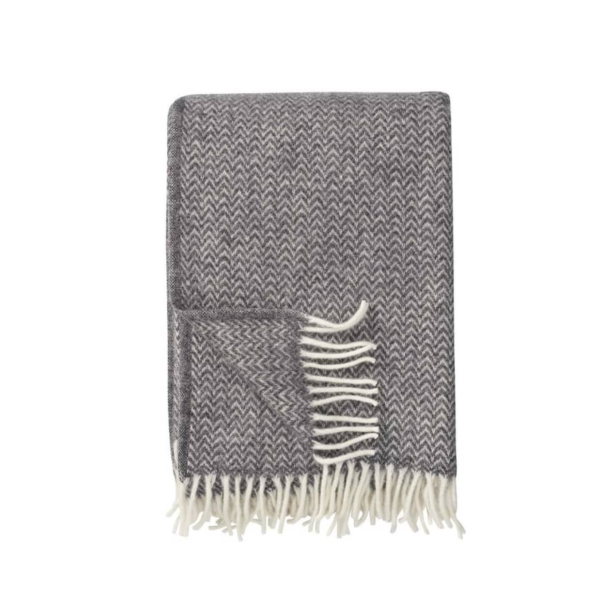 Klippan Yllefabrik Gray Organic Lamb Wool Chevron Plaid