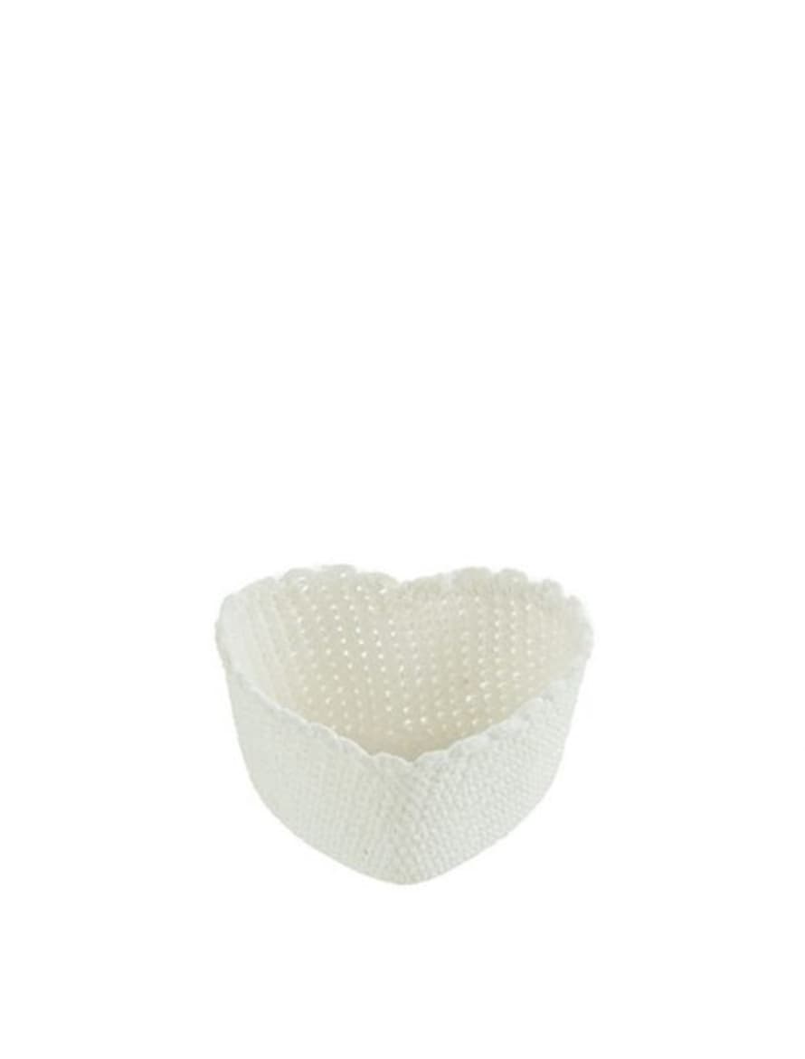 Fiorira' Un Giardino White Crocheted  Heart Basket