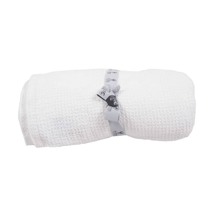 Klippan Yllefabrik White Organic Cotton Waffle Felt Blanket