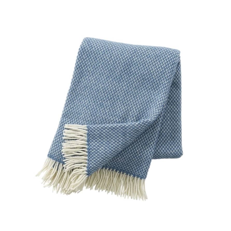 Klippan Yllefabrik Blue Premium Wool Pulse Blanket