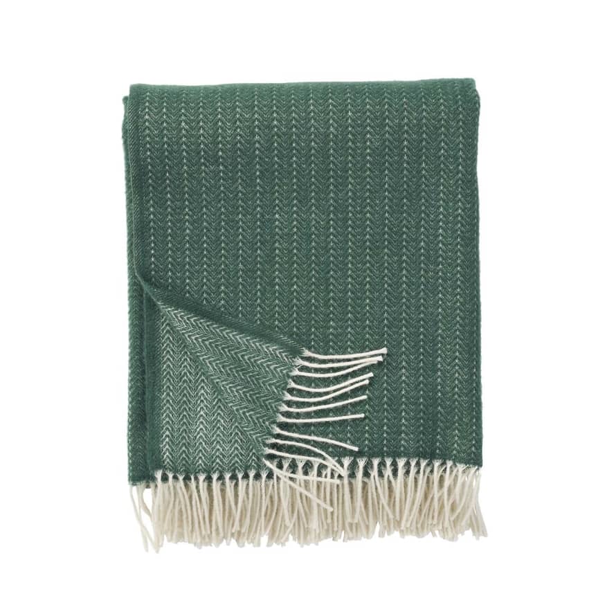 Klippan Yllefabrik Dark Green Premium Cashmere Pin Stripe Blanket