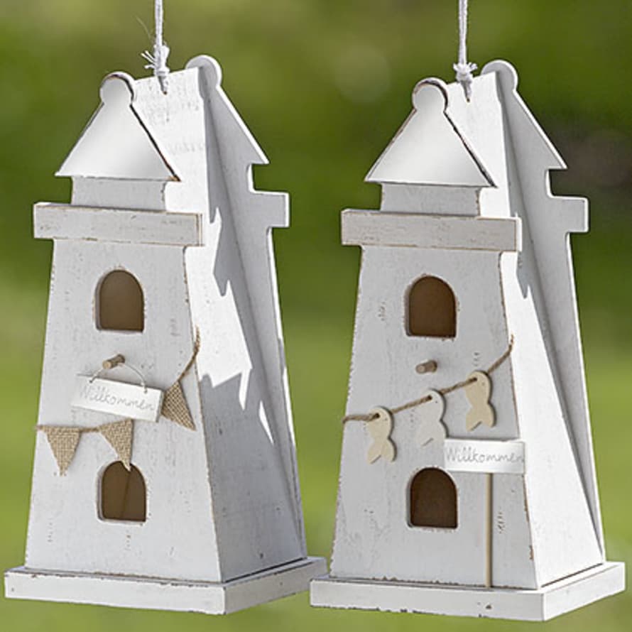 Boltze White Lighthouse Shaped Birdhouse