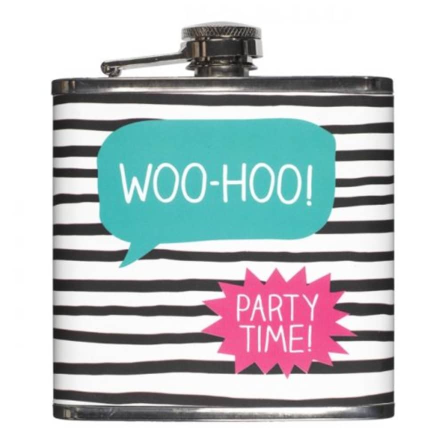 Happy Jackson Steel Party Time Design Hip Flask