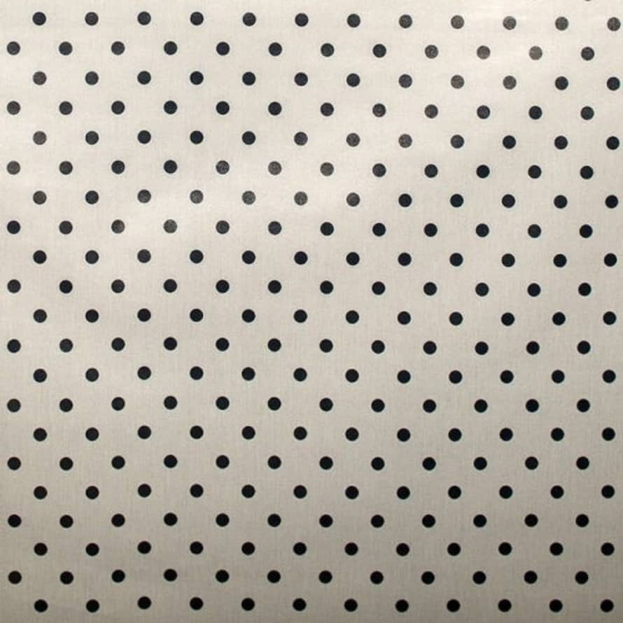 AU Maison Navy Blue Dots Grey Background Resin Cotton Fabric