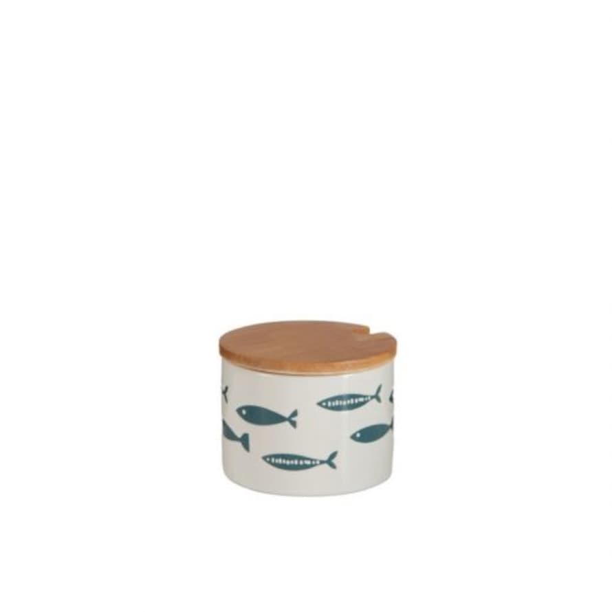 J-Line Small Blue Fish Ceramic Jar 