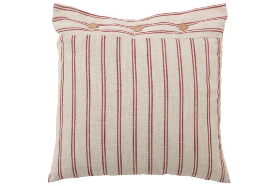 J-Line Red and Beige Striped Cushion