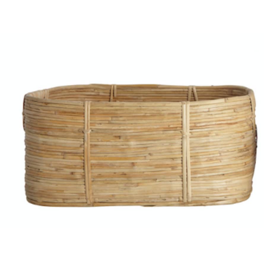 House Doctor Rectangular basket 40x33xH18cm  rattan and bamboo handles. 