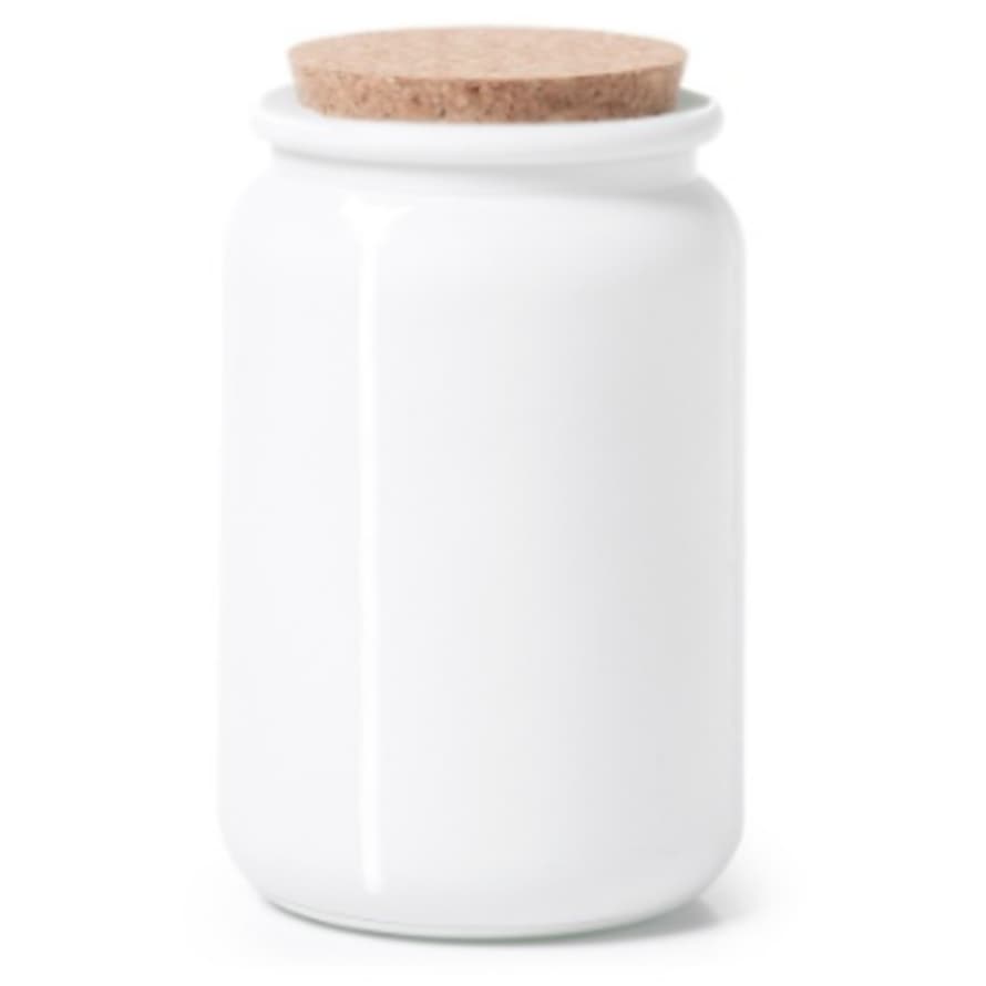 Dröm Collection Glass container 11xh19cm in matt white with cork stopper 