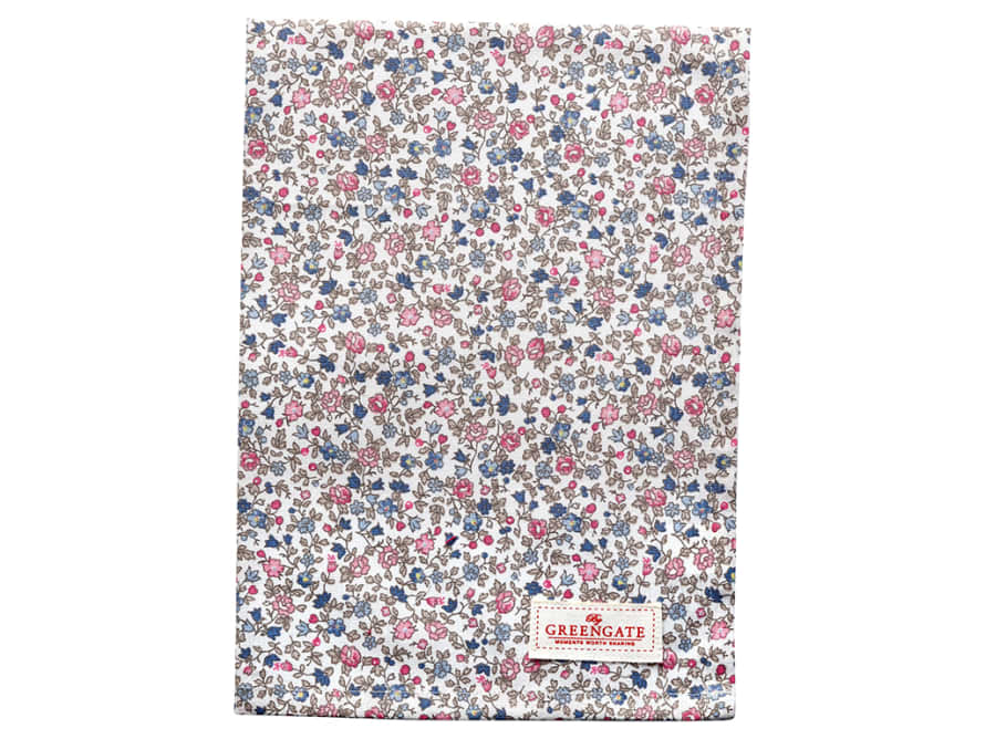 Green Gate Cotton Tea Towel Ruby Petit White