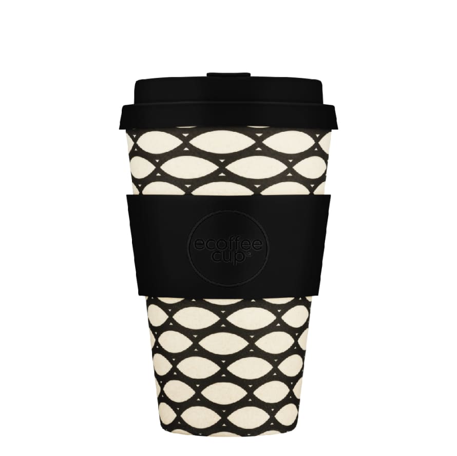 Ecoffee Cup Black and White Cup Basketcase 400 ml