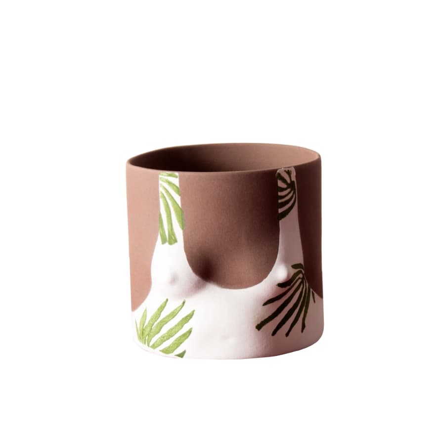 Group Partner Handmade Leaf Print Top Ceramic Planter 