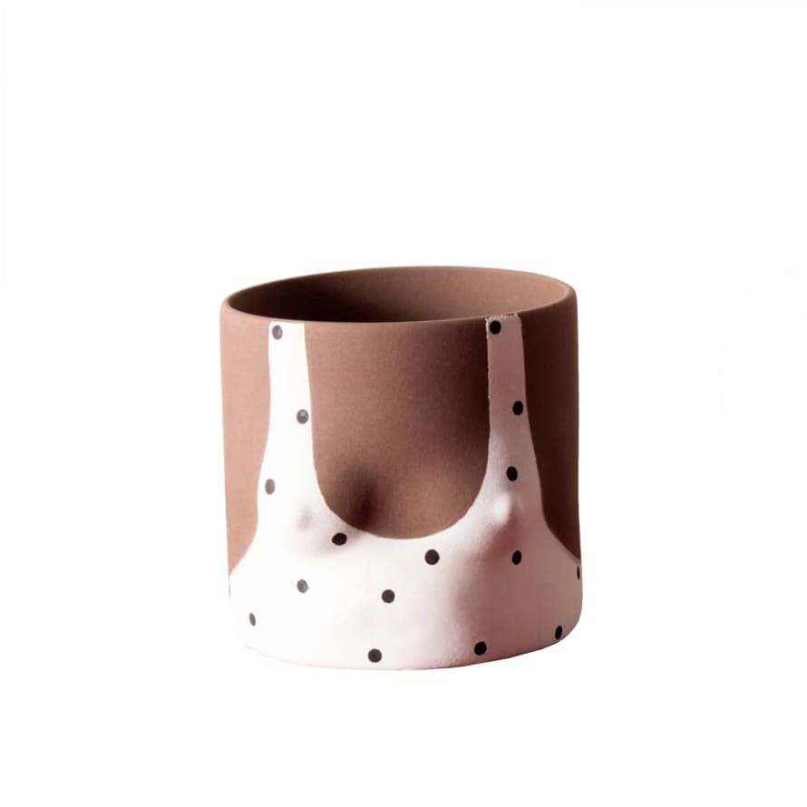 Group Partner Handmade Polka Dot Print Top Ceramic Planter 