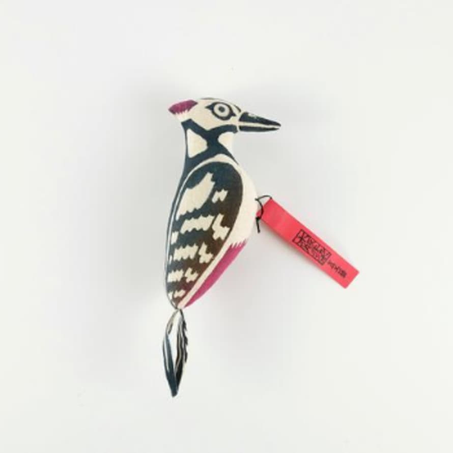 Shin Kogei Handmade Woodblock Printed Birds: Red & Black Woodpecker 