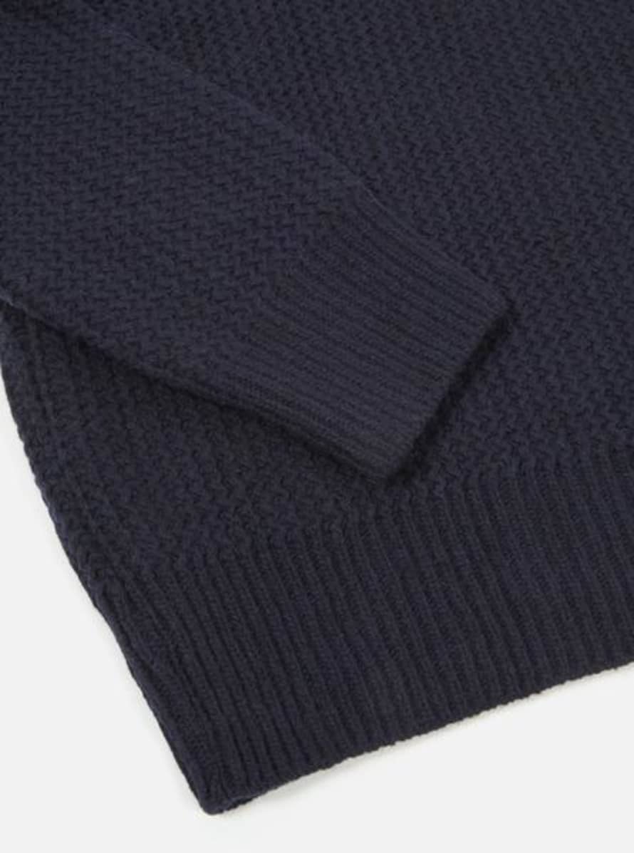 Trouva: Loose Crew In Navy Rack Stitch Knit