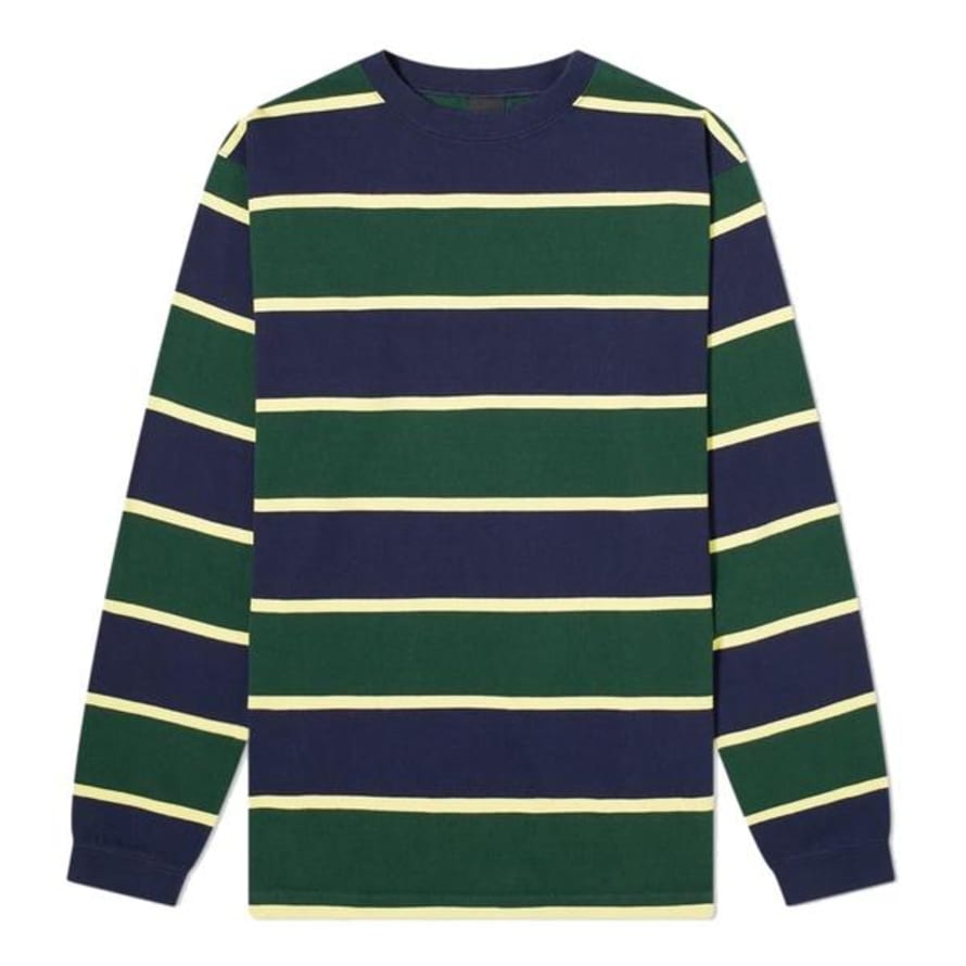 Manastash Long Sleeve Rugby Stripe T Shirt Navy Green