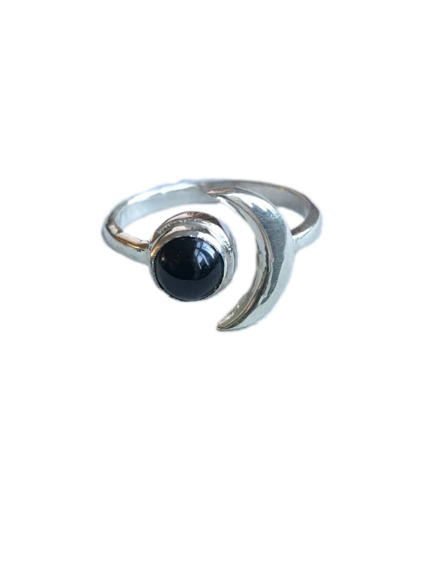 CollardManson Black Onyx Silver Moon Ring 