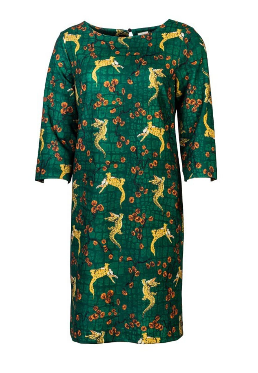 Stapelgoed Dress Trini Green Crocodile Print