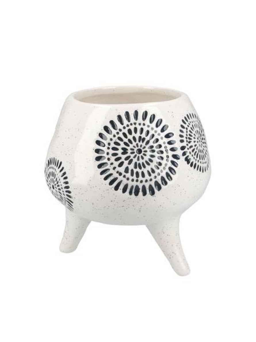 Gisela Graham Blue Sunburst Ceramic Footed Planter