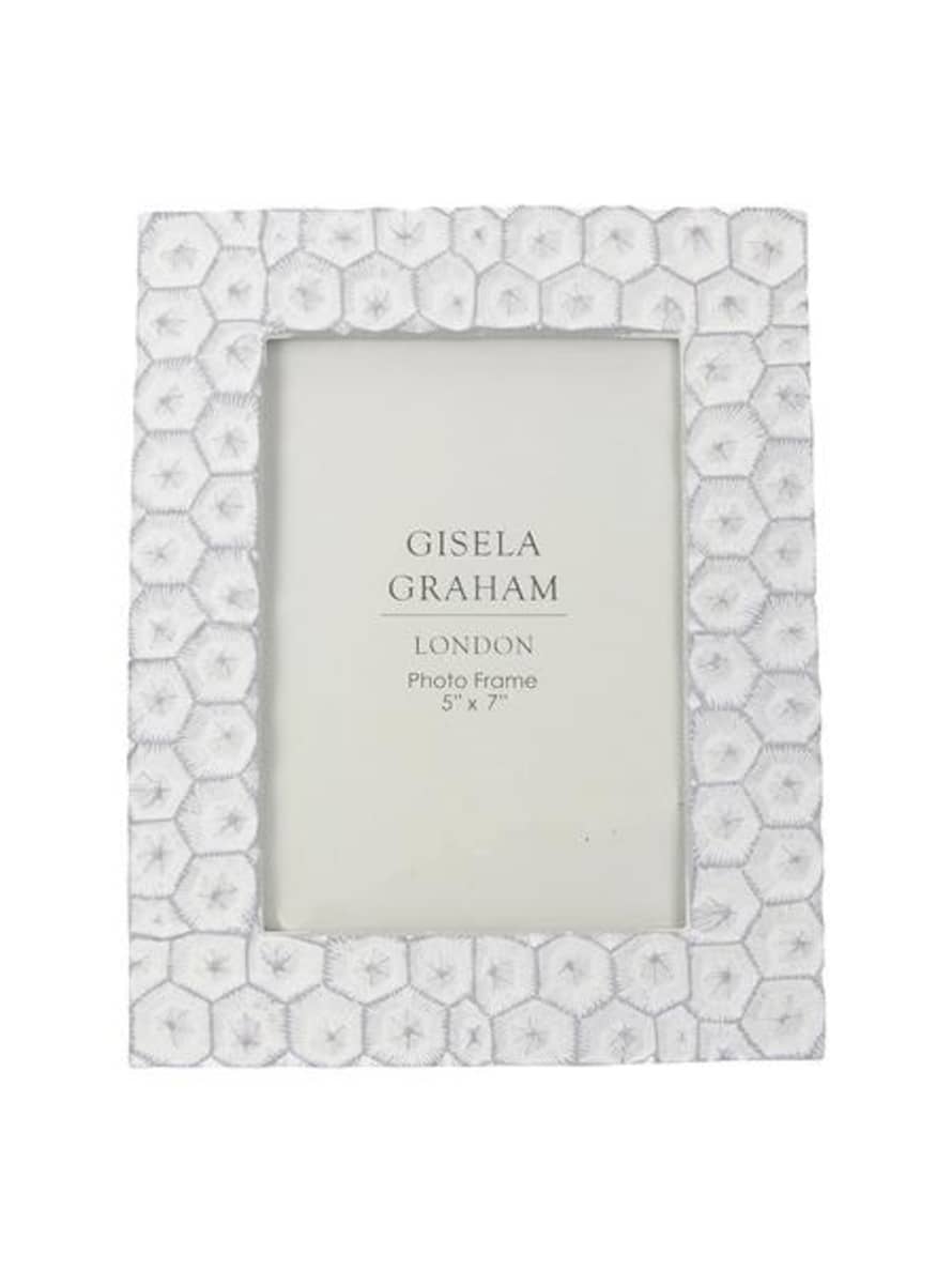 Gisela Graham White Grey Resin Crater Picture Frame 5 X 7