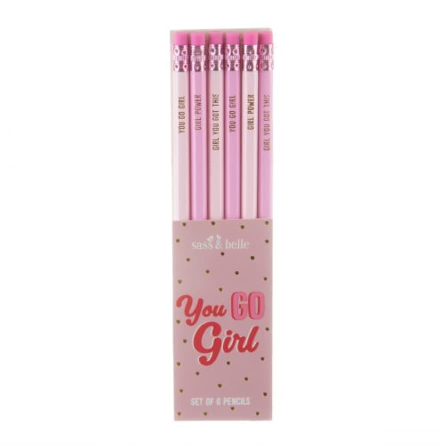 Sass & Belle  Set of 6 Girl Power Pink Pencils 