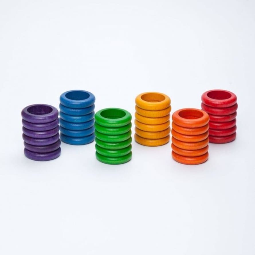 Grapat 36 Pieces Wooden Rings Toys