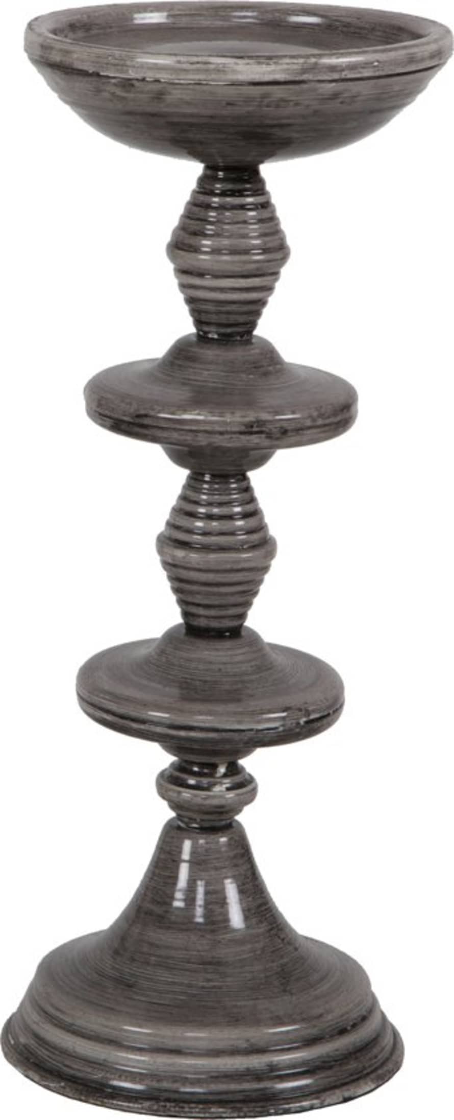 BePureHome Set of 2 Grey Metal Candle Holder