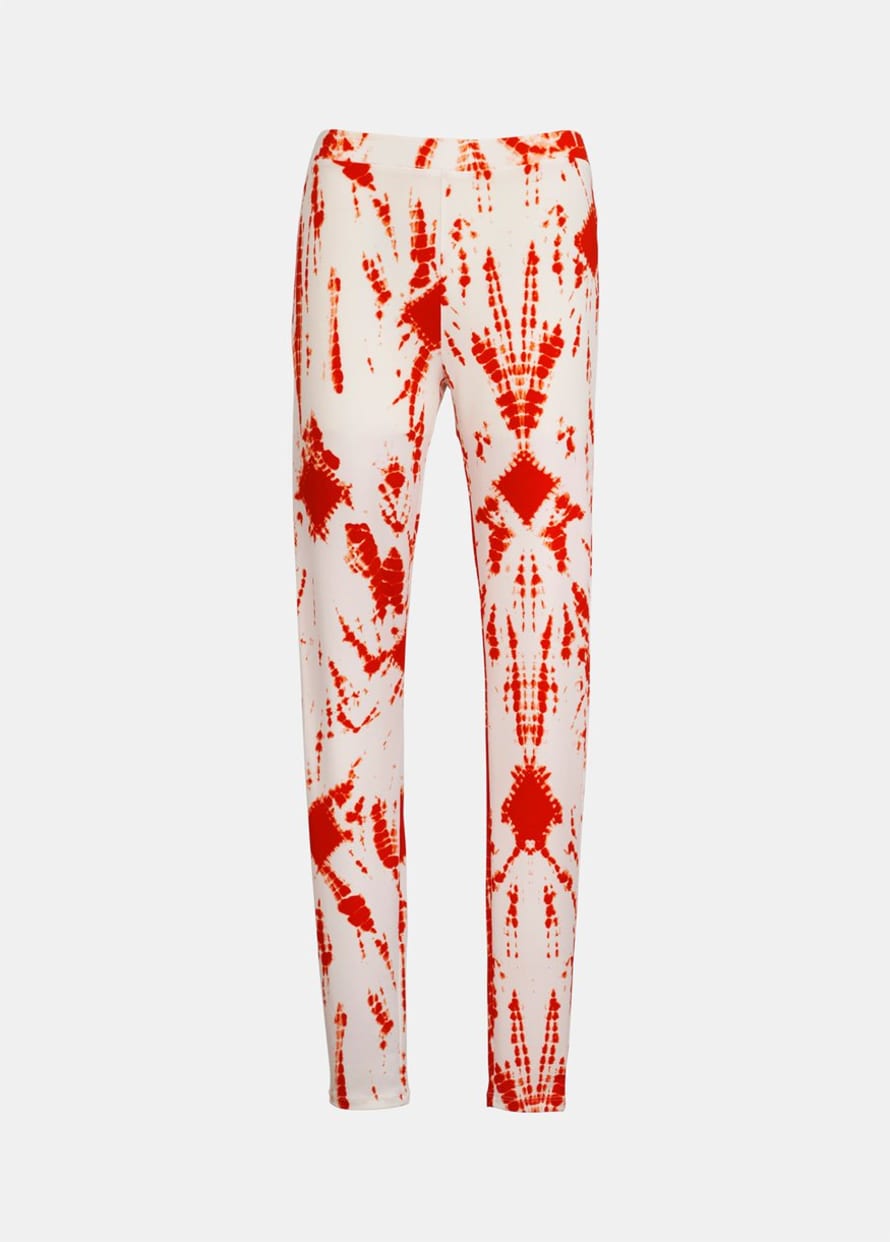 Essentiel Off White and Red Tie Dyed Legging