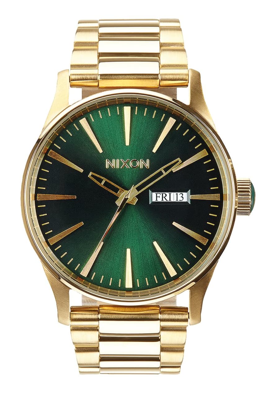 Nixon Gold and Green Sunray Sentry Watch