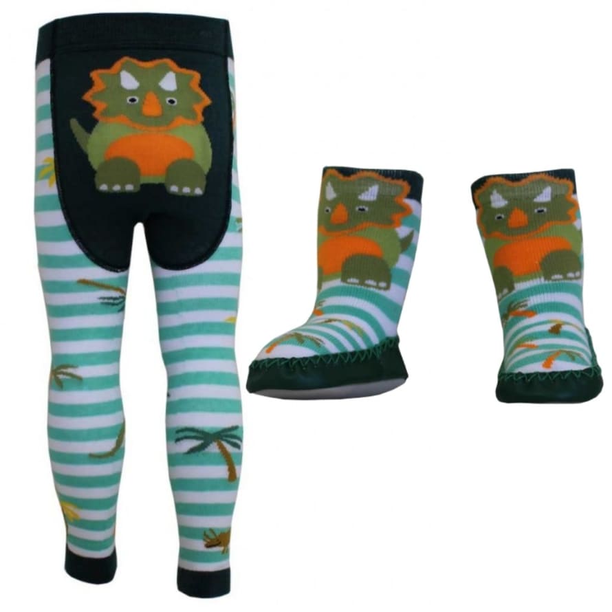 Powell Craft Dinosaur Leggings and Moccasin Slippers Set 