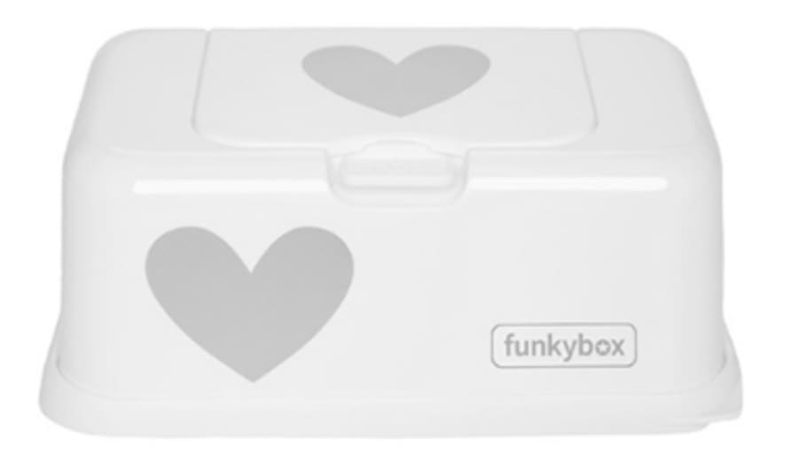 Funky Box White Gray Heart Wet Wipes Holder