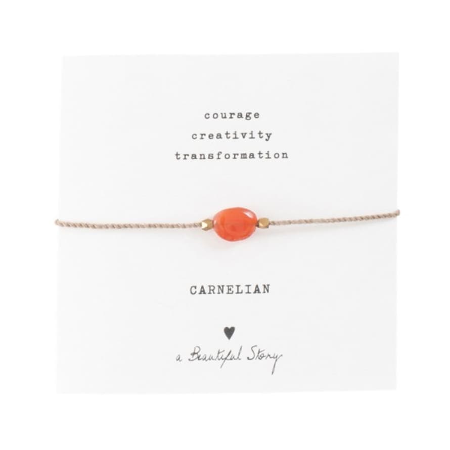 A Beautiful Story Carnelian & Gold Gemstone Card Bracelet 