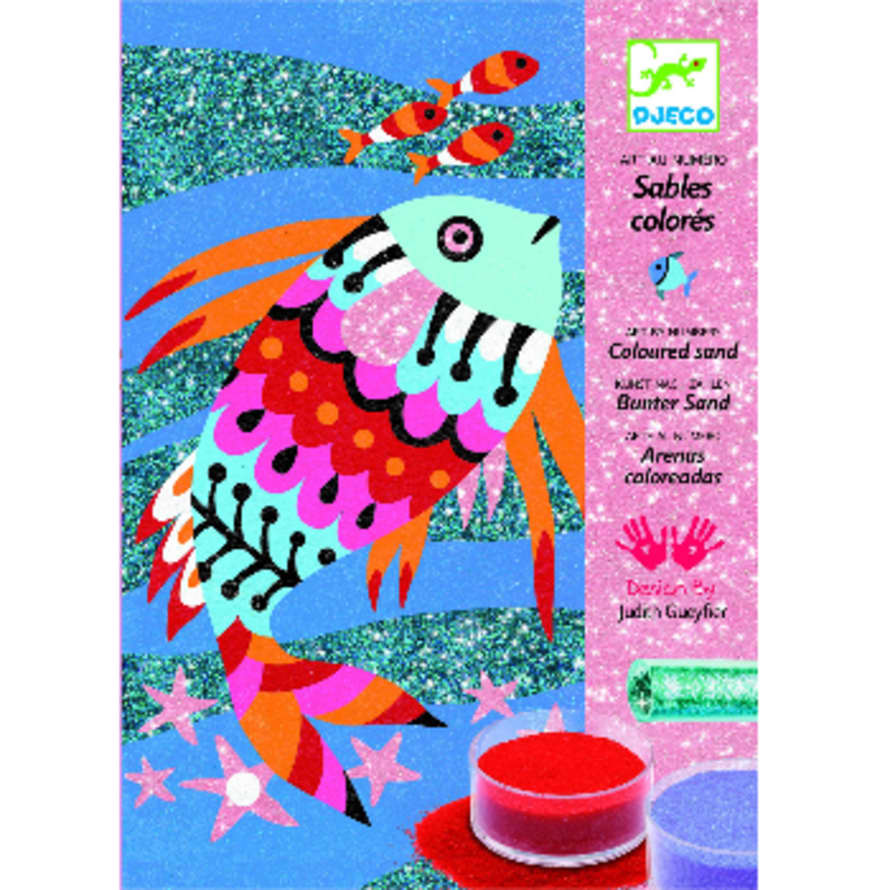 Djeco  Colored Sand and Glitter workshop,  "Fish rainbow"