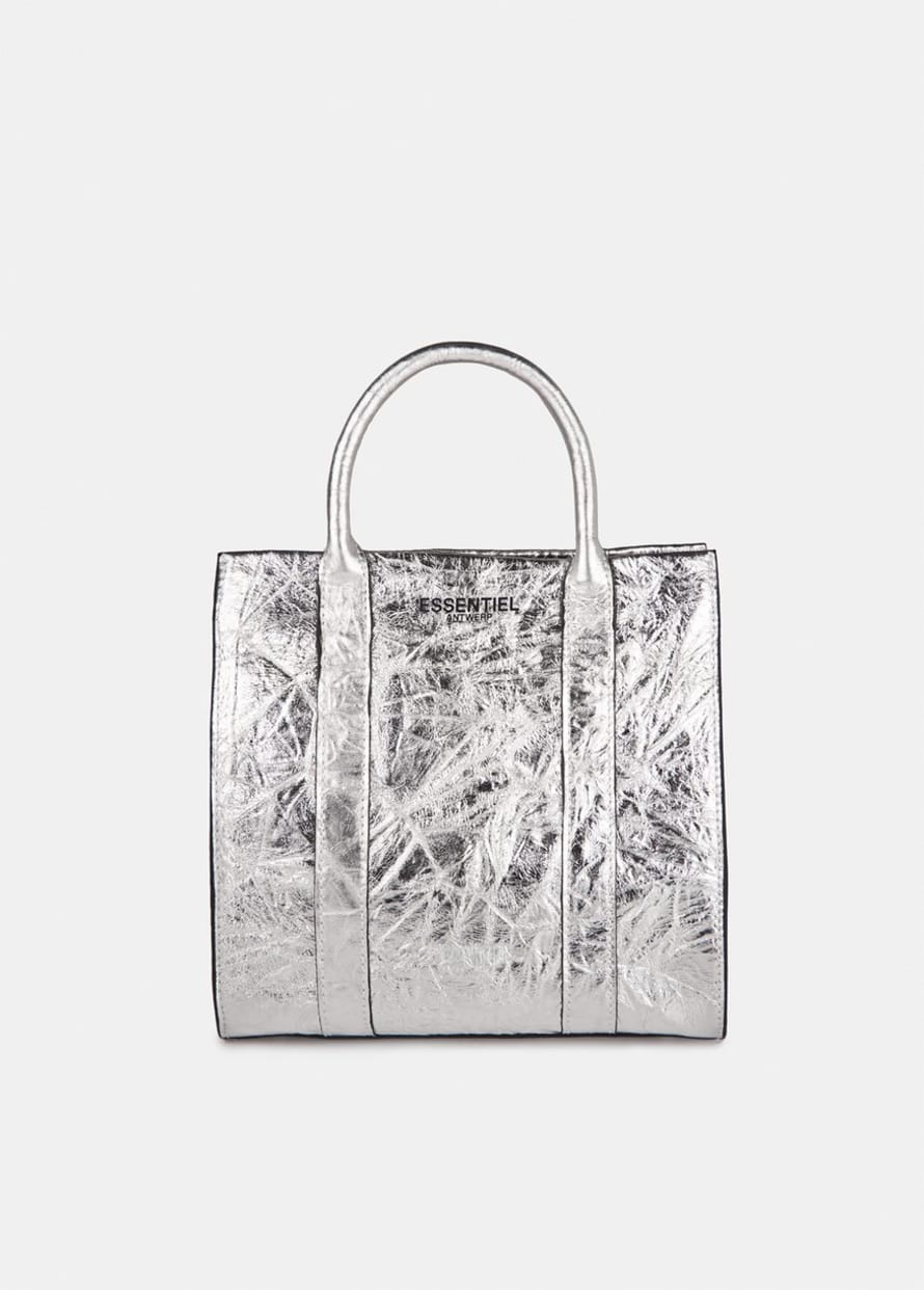 Essentiel Antwerp Silver Leather Textured Shoulder Bag