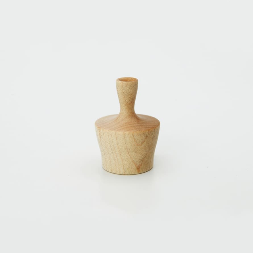 Akarino-Tane Kinuta (wooden block for beating cloths used for softening) Shape Mini Wooden Vase from Japan