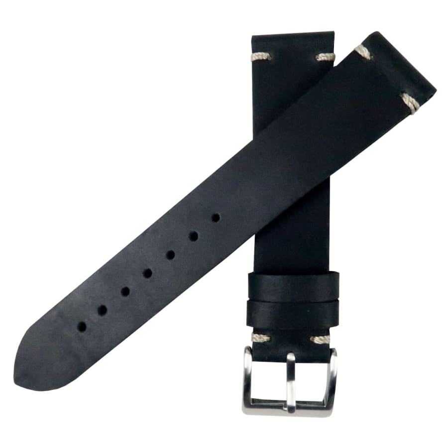 Black Smooth Matt Lightly Oiled Watch Strap