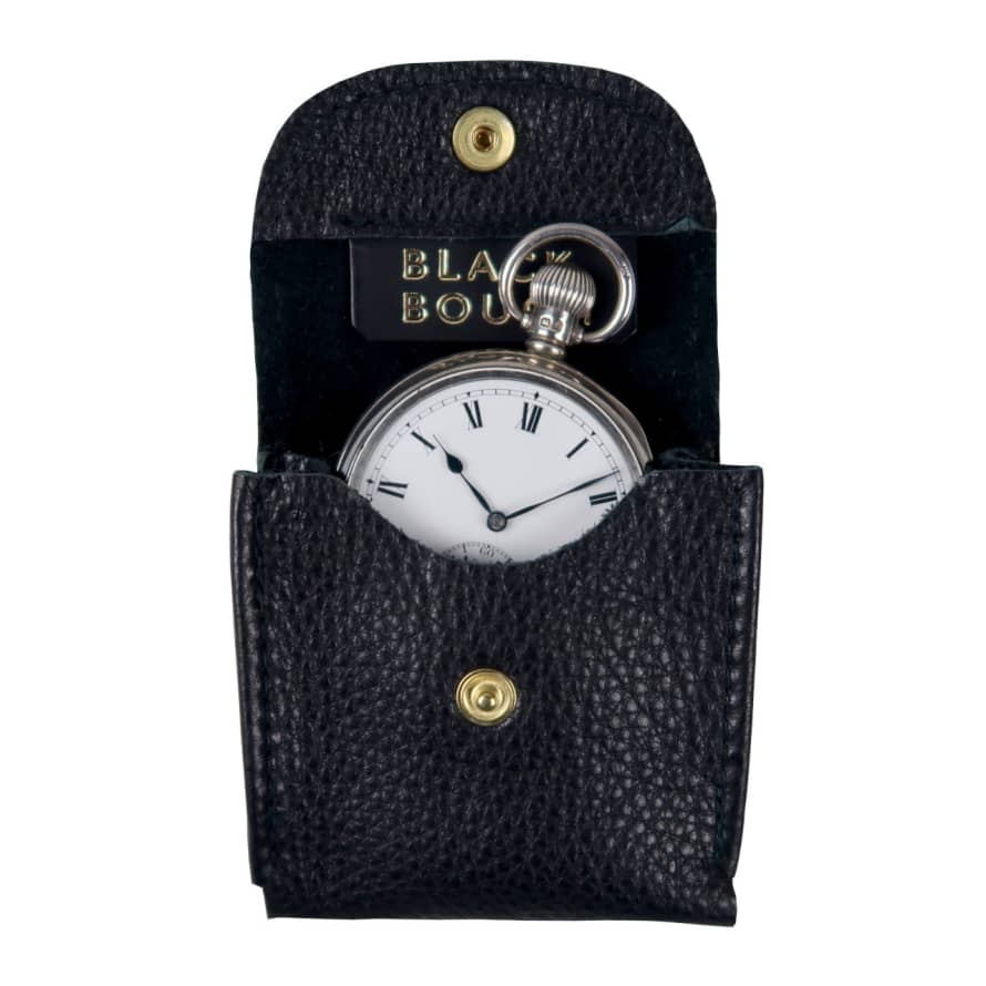 Black Bough Black leather pocket watch pouch