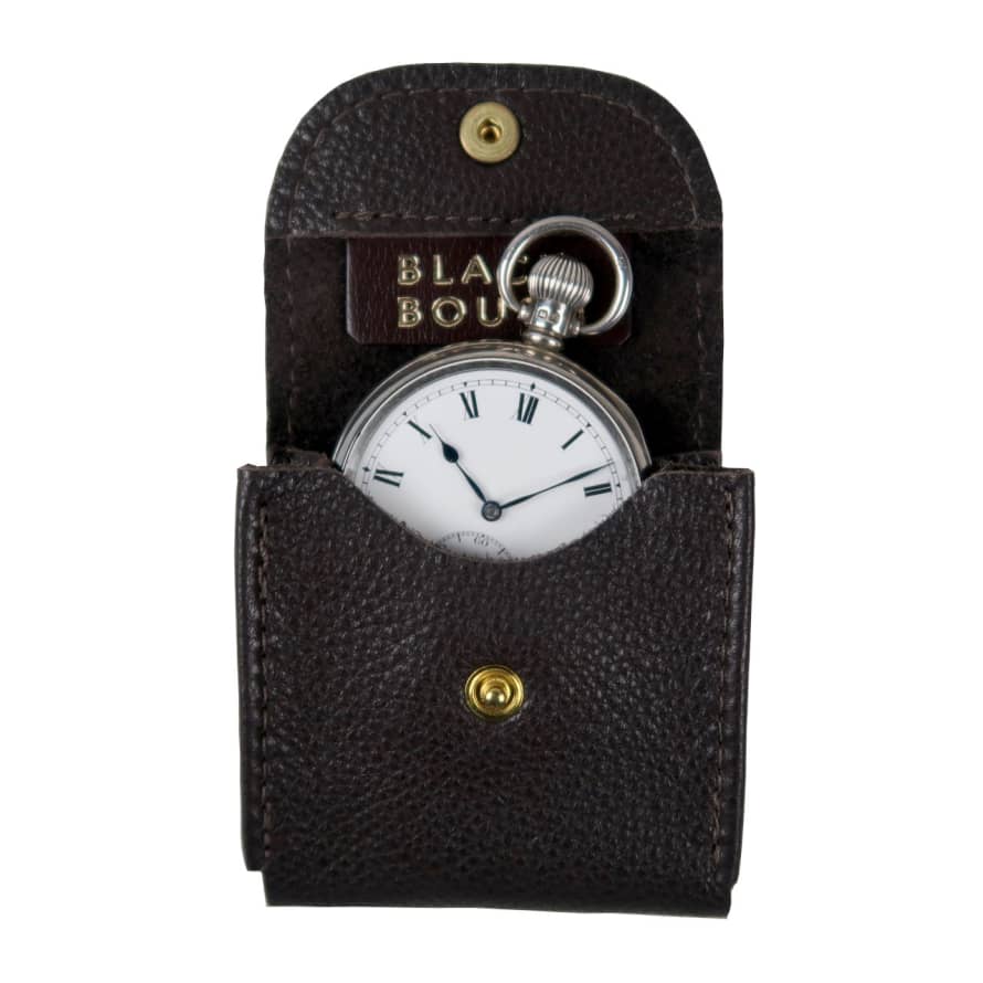 Black Bough Brown Leather Pocket Watch Pouch  