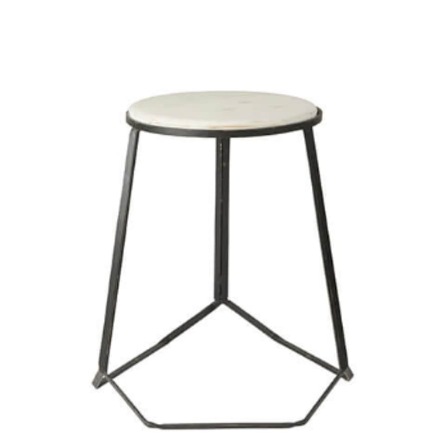 Affari Stool 42xh46cm in black iron and marble base.