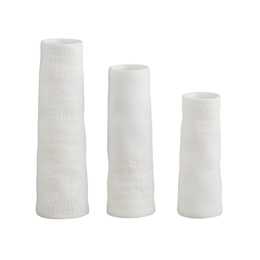 Räder Set of 3 Mini White Porcelain Room Poetry Vases