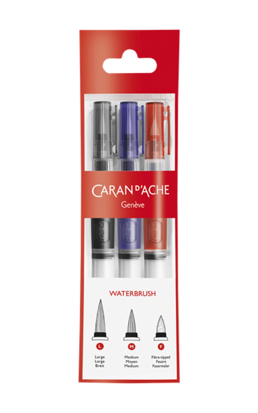 Caran d'Ache Set of 3 Travel Watercolour Brush with Water Reservoir