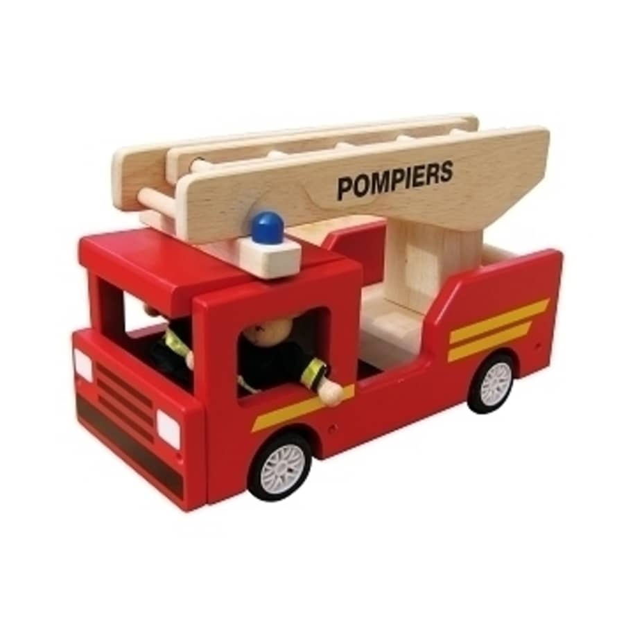 Bass et bass Wodden Fire Truck with 2 Characters Imitation Game