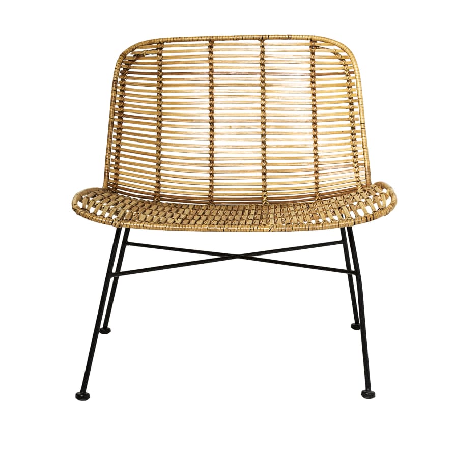 Bloomingville Natural Rattan with Black Iron Structure Chair