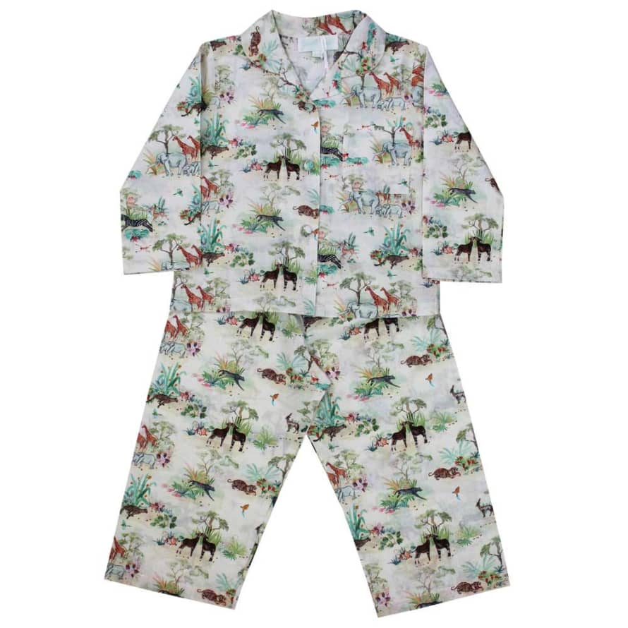 Powell Craft Children's Jungle Print Cotton Pyjamas