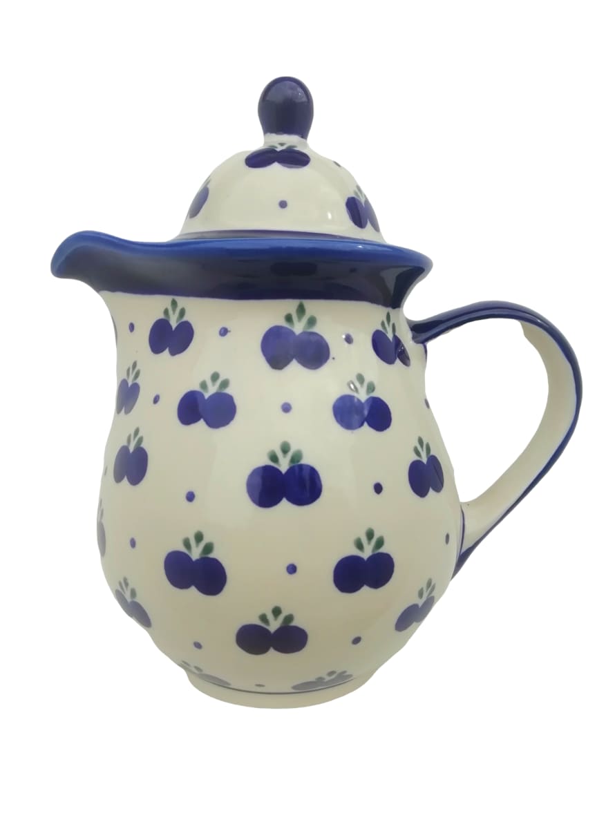 Boleslawiec Polish Pottery 1.25 Litre / 8-10 Cup Stoneware Globe Coffee Pot / Teapot - Blueberry