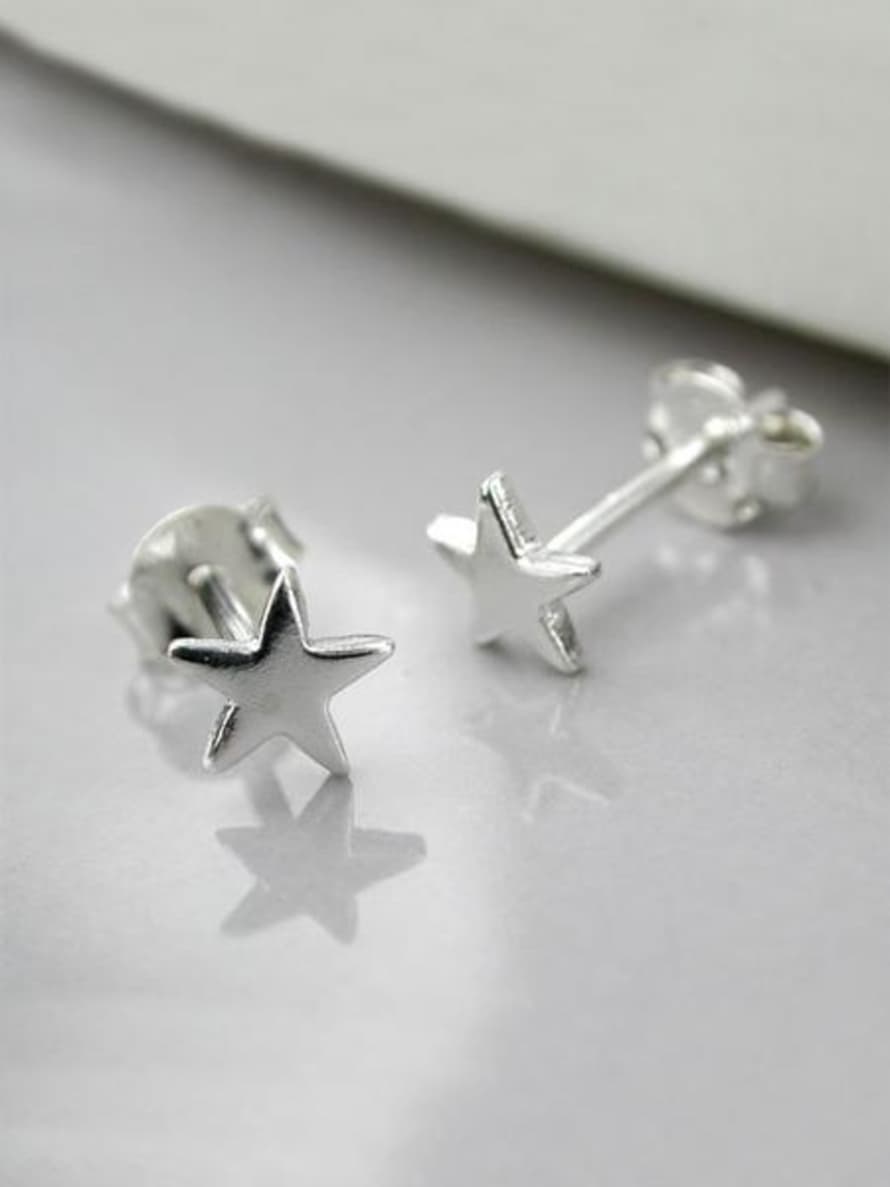 POM Shiny Silver Tiny Star Studs