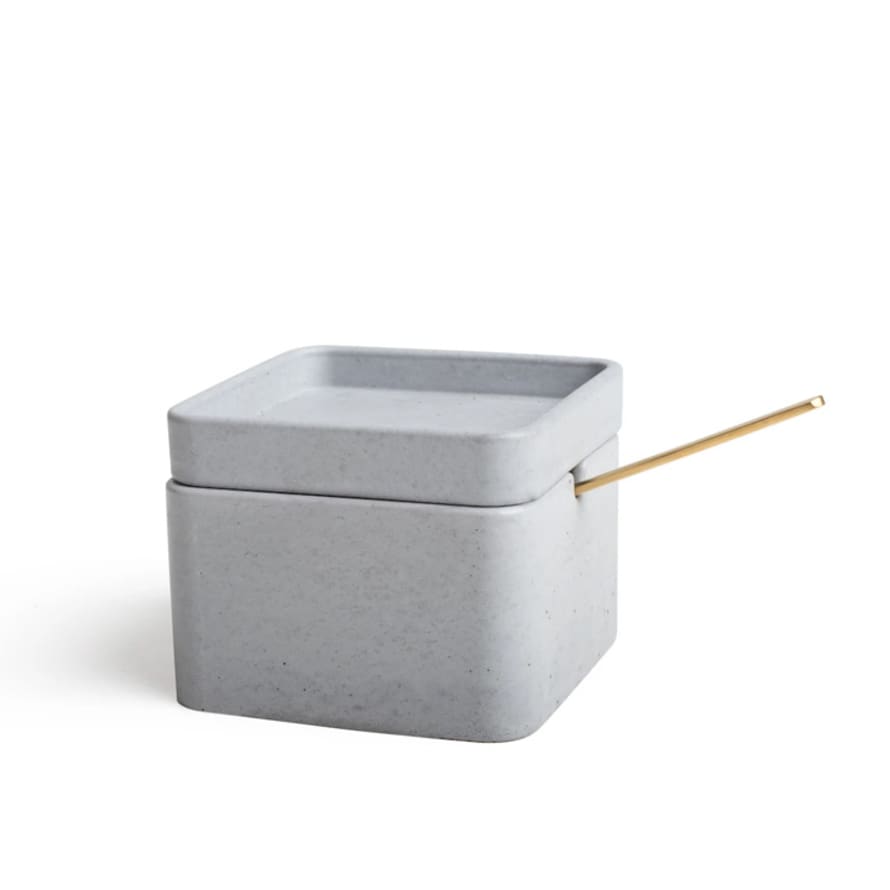 Thomas Poganitsch Design Concrete Sugar Bowl with Spoon Light Grey