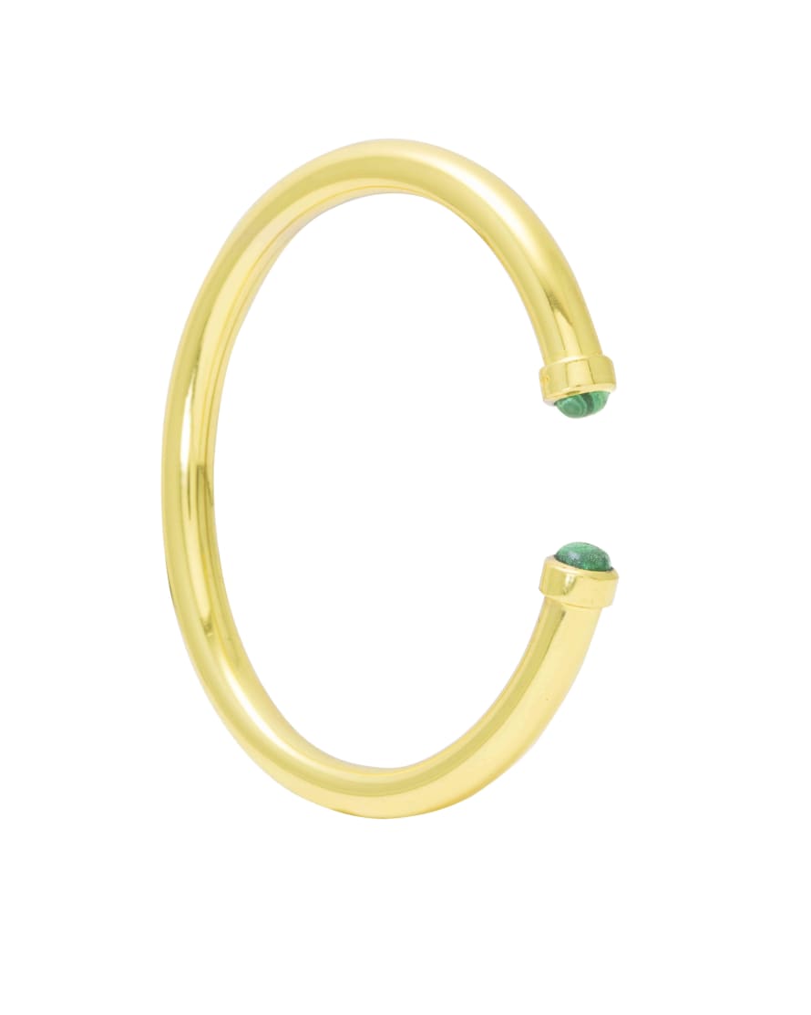 THE BROWNHOUSE INTERIORS Yellow Gold Twist Bangle with Malachite